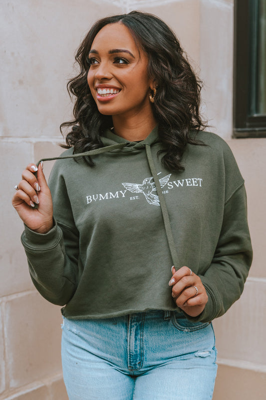 BUMMY SWEET PRINTED CROPPED HOODIE